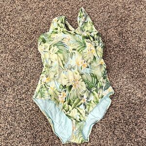 Tommy Bahama Tropical Green Floral One-Piece Swimsuit